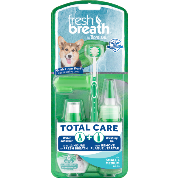 Tropiclean Fresh Breath Total Care Brushing Kit for Dogs, Small/Medium, 2-oz