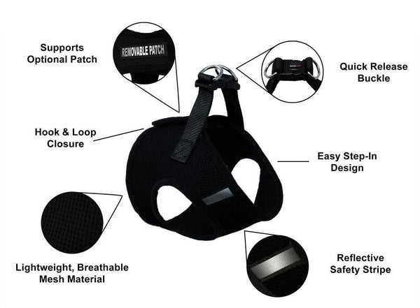 Dogline Boston Nylon Mesh Step-In Dog Harness, Black