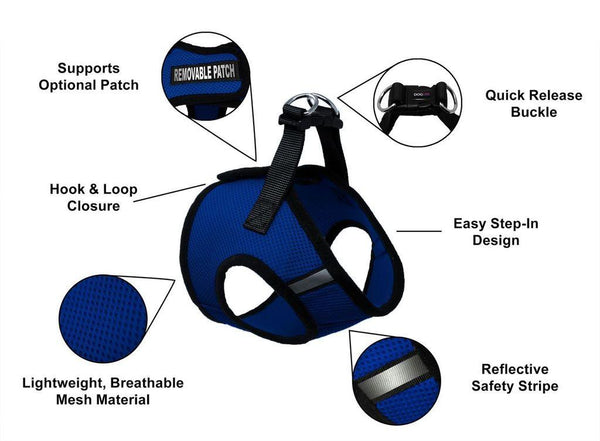 Dogline Boston Nylon Mesh Step-In Dog Harness, Royal Blue