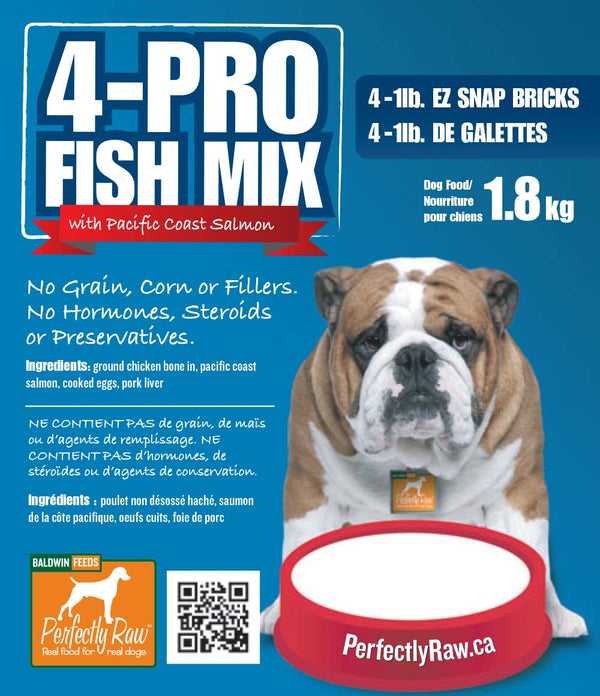 Perfectly Raw 4-Pro Fish Mix Frozen Dog Food