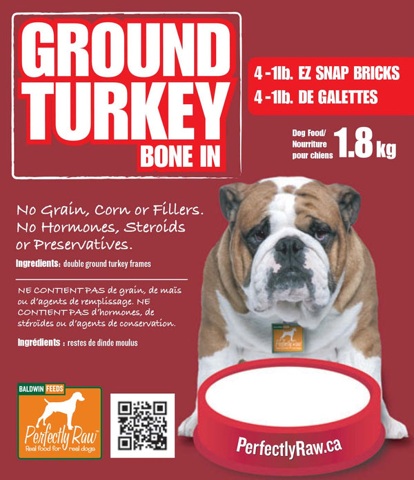 Perfectly Raw Ground Turkey Bone In Frozen Dog Food