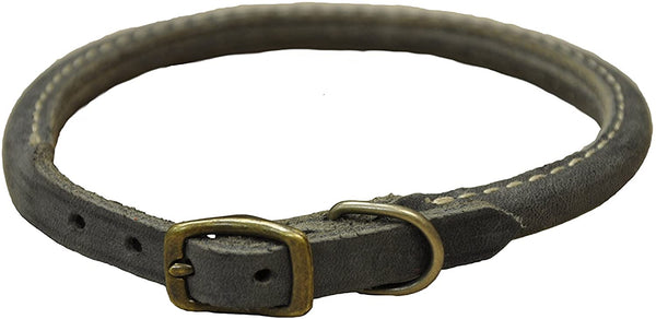 Circle T Rustic Rolled Dog Collar, Slate Grey