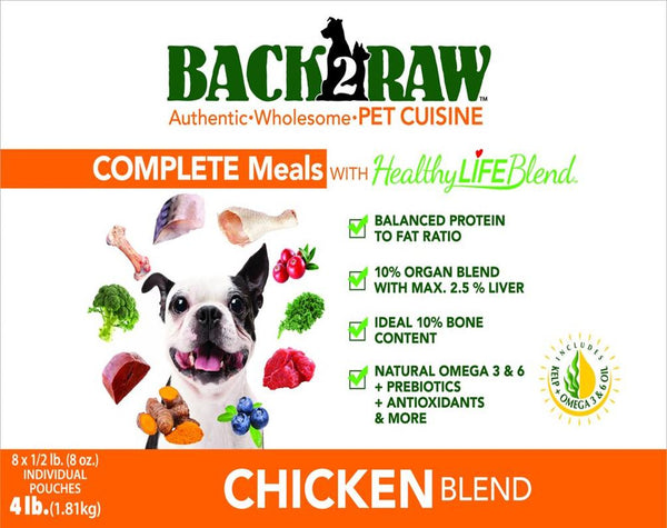 Back2Raw Complete Meals Chicken Blend Frozen Dog Food