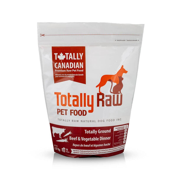 Totally Raw Pet Food Repas congelé totalement bœuf haché et légumes pour chiens