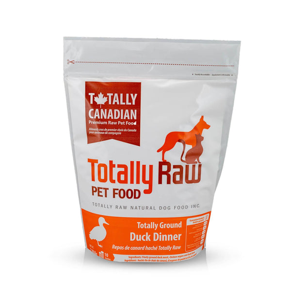 Totally Raw Pet Food Dîner totalement moulu au canard congelé pour chiens