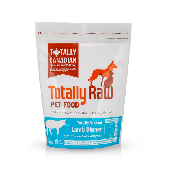 Totally Raw Pet Food Dîner totalement moulu à l'agneau congelé pour chiens