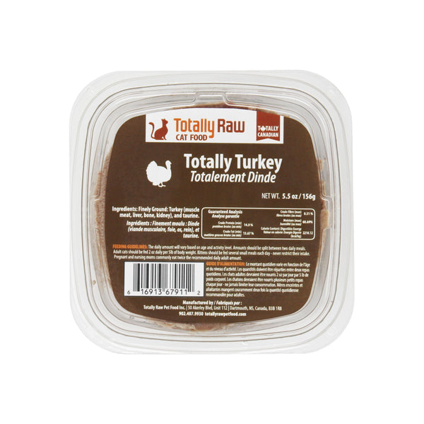 Totally Raw Pet Food Totally Turkey Nourriture congelée pour chat, 156-grammes