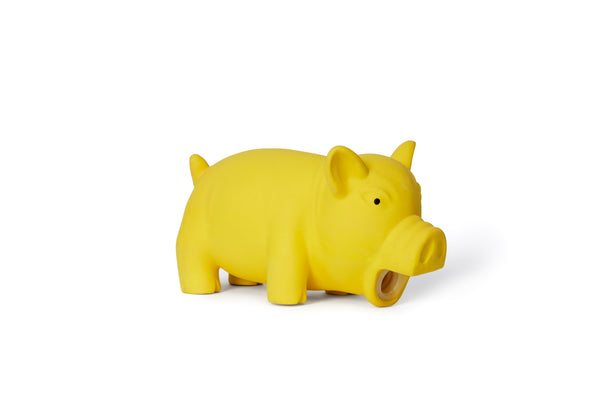 Bud'z Latex Pig Squeaker Dog Toy, Yellow, 15-cm