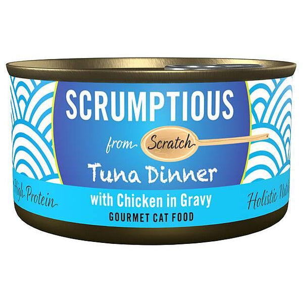Scrumptious From Scratch Red Meat Tuna Dinner with Chicken in Gravy Wet Cat Food Can