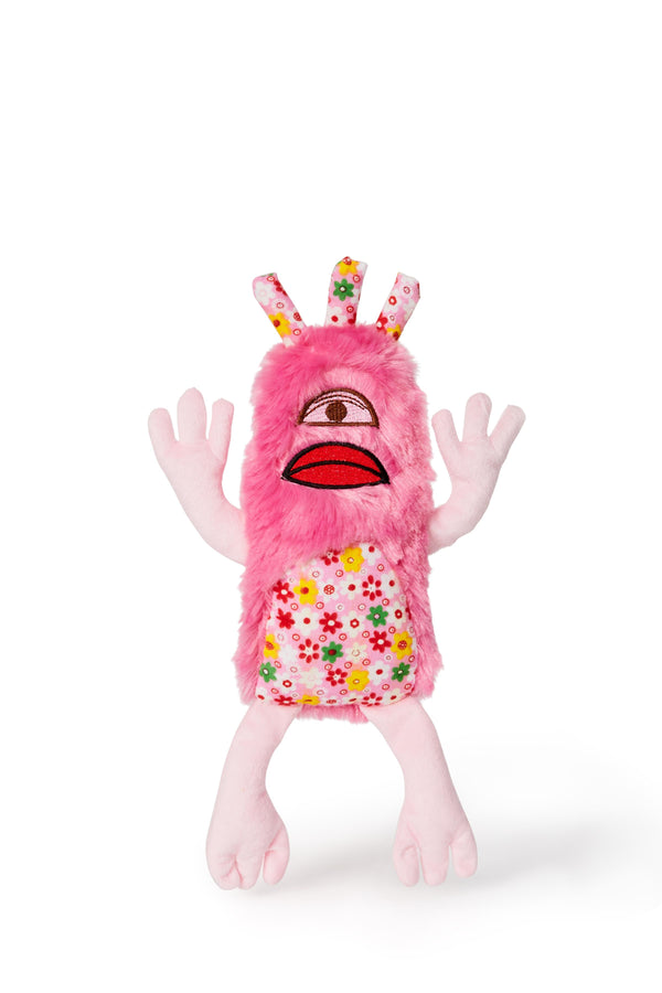 Bud'z Plush Monster Igor Floral Pattern Dog Toy, Pink, 32-cm