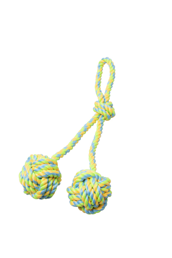 Bud'Z Jouet De Corde Pour Chien, Double Pomme De Touline Avec Boucle Vert Et Jaune