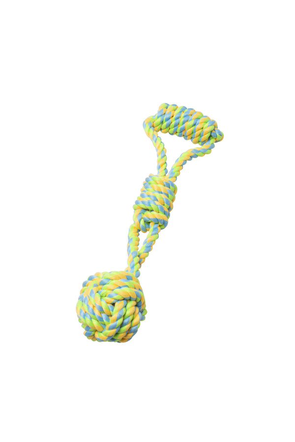 Bud'z Rope Monkey Fist with Handle Dog Toy, Green/Yellow