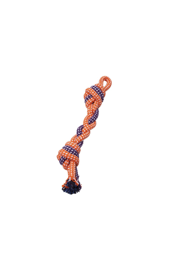Bud'z Rope Braided with 2 Knots Dog Toy, Orange/Purple