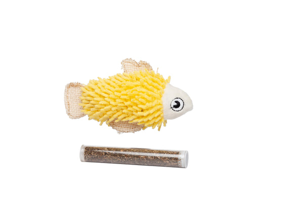 Bud'z Fish Catnip Cat Toy, Yellow, 11.43-cm
