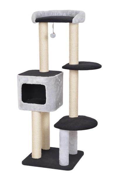 Bud'z Cavell 4 Level with Deluxe Condo Cat Tree, Grey, 50 x 50 x 139.5-cm