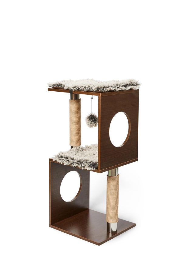 Bud'z Cube Design aspect bois Arbre à chat, marron