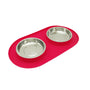 Messy Cats Bol Inox Avec Base En Silicone Pour Chat, Double, Rouge