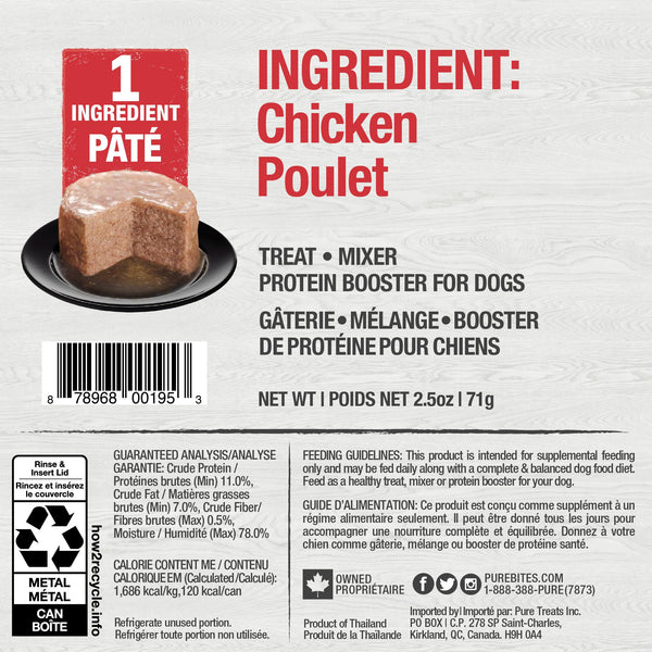 PureBites 100% Pure Chicken Pate for Dogs