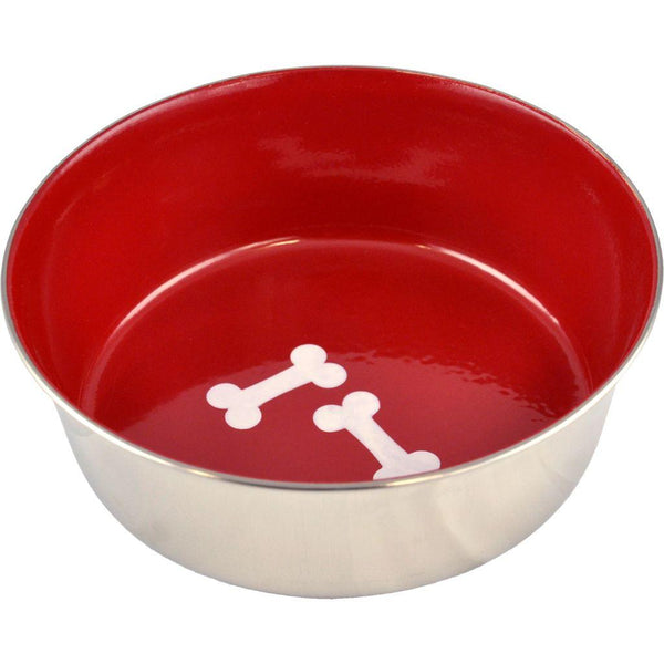 Unleashed Bones Gamelle pour animaux en acier inoxydable haute résistance, rouge