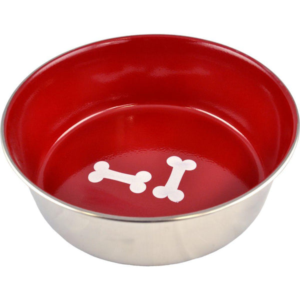 Unleashed Bones Gamelle pour animaux en acier inoxydable haute résistance, rouge
