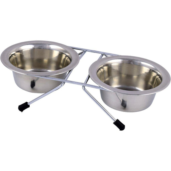 Unleashed Gamelle double Diner en acier inoxydable pour animaux