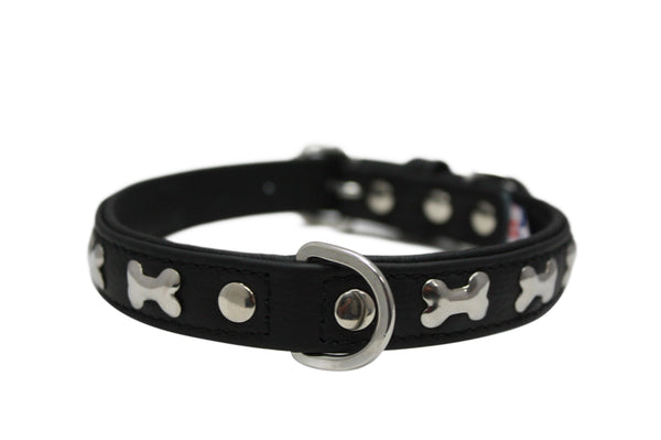Angel Rotterdam Bones Dog Collar, Midnight Black