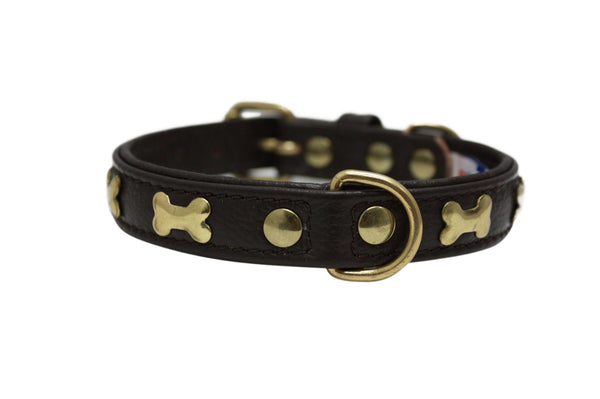 Angel Rotterdam Bones Dog Collar, Chocolate Brown