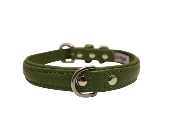 Angel Alpine Plain Dog Collar, Olive Green