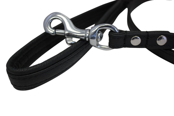 Angel Laisse pour chien Alpine avec poignée rembourrée en cuir, Noir nuit
