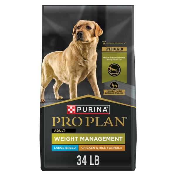 Purina Pro Plan Weight Management Chicken & Rice Large Breed Adult Dry Dog Food, 34-lb