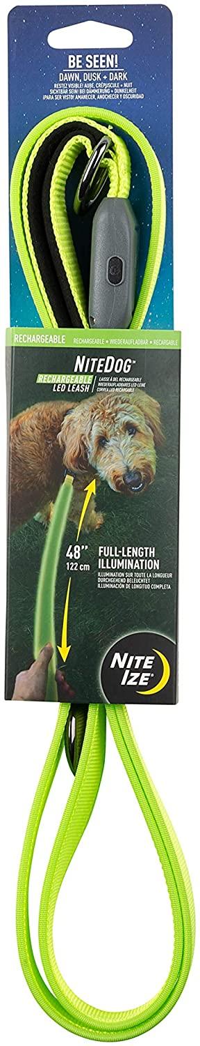 Nite Ize NiteDog Rechargable LED Dog Leash, Lime Green, 5-ft
