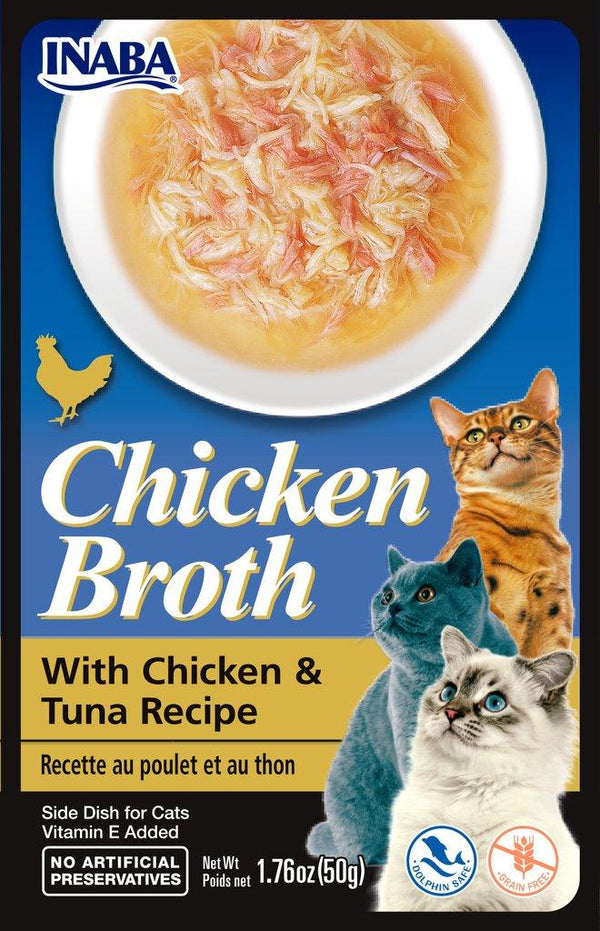 INABA Chicken Broth with Chicken & Tuna Grain-Free Side Dish for Cats
