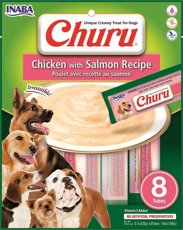 INABA Dog Churu Poulet avec saumon Friandises sans céréales pour chiens