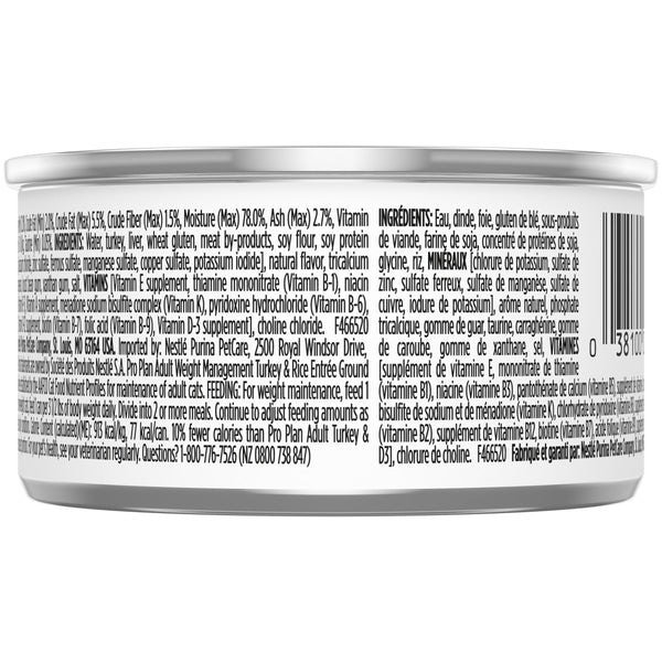 Purina Pro Plan Focus Gestion du poids pour adultes Dinde hachée & Riz Plat principal nourriture en conserve pour chats