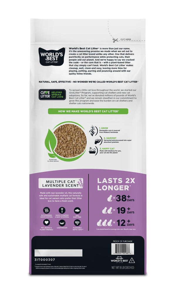 World's Best Multiple Cat Lavender Scented Clumping Cat Litter