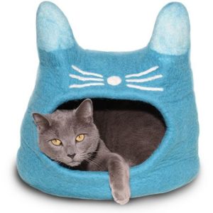 Dharma Dog Karma Cat Nid en laine visage de chat, Turquoise