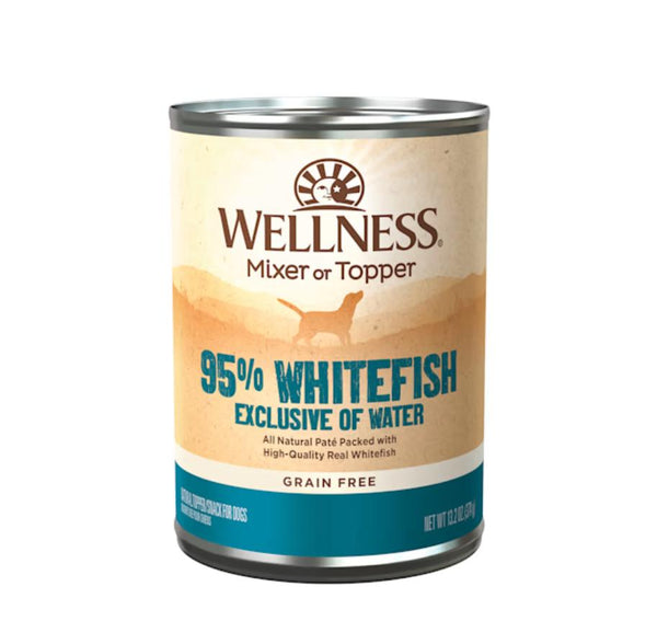 Wellness Nourriture humide pour chiens sans céréales 95% poisson blanc en conserve