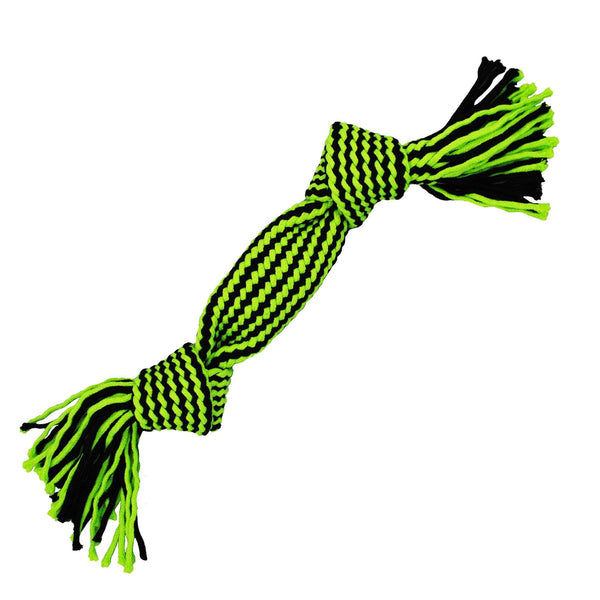 Jolly Pets Knot-n-Chew Squeaker Dog Toy, Green/Black