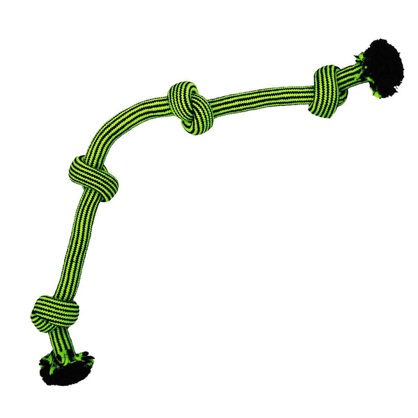 Jolly Pets Knot-n-Chew 4-Knot Dog Toy, Green/Black