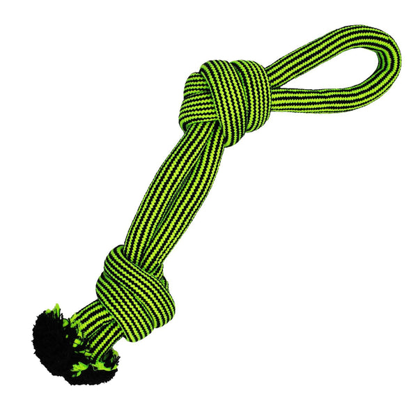 Jolly Pets Knot-n-Chew Loop Dog Toy, Green/Black