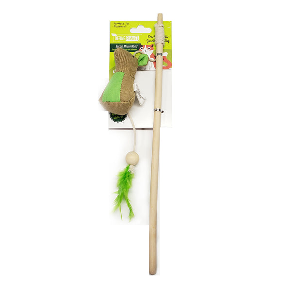 Define Planet Burlap Mouse Wand Jouet pour chat