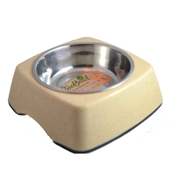 Define Planet Bol en Bambou Carré avec Insert en Acier Inoxydable, Ivoire
