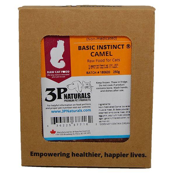 3P Naturals Basic Instinct Nourriture crue non médicamenteuse pour chats au chameau désossé