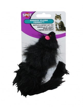 Ethical Pet Spot Shaggy Plush Ferret Rattle & Catnip Cat Toy, 5-in