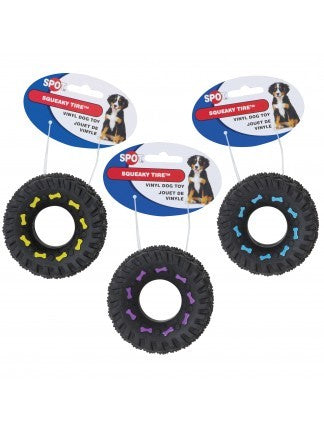Ethical Pet Spot Squeaky Vinyl Tire Dog Toy, 3.5-in