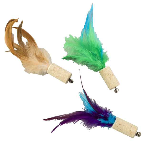 Ethical Pet Spot Cat-Bernet Cork with Feathers Cat Toy, Color Varies, 5-in