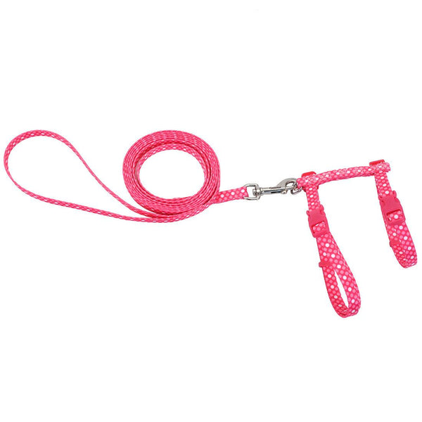 Styles Figure H Fashion Adjustable Cat Harness and Leash Combo, Pink Dots