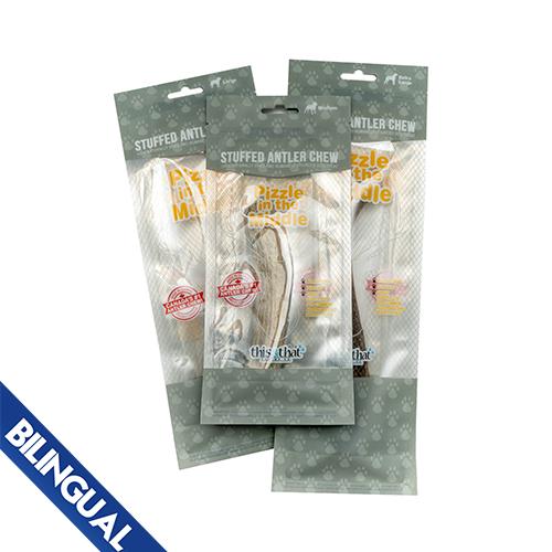 This & That Pizzle in the Middle Stuffed Antler Chew Dog Treats