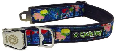 Cycle Dog RegWidth Collar with Metal Buckle for Dogs, Flowers Water Lilly