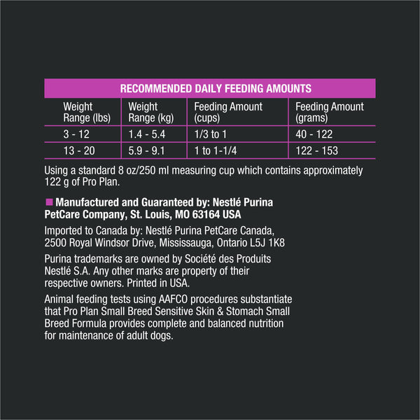 Purina Pro Plan Sensitive Skin & Stomach Salmon & Rice Small Breed Adult Dry Dog Food